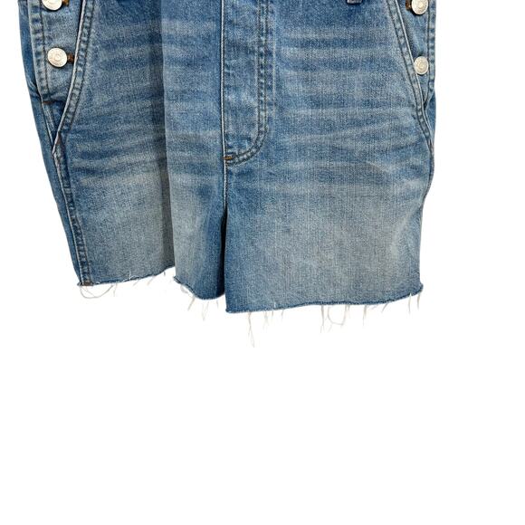 Madewell Adirondack Short Distressed Overalls Denim Medium Wash Blue Large - Picture 6 of 11